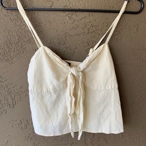 Brandy Melville cream tie crop top